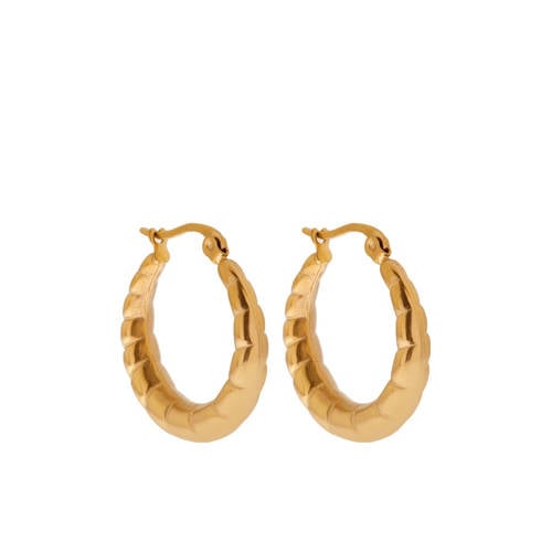 Label Kiki gold plated oorbellen Big Stripes Hoops afbeelding