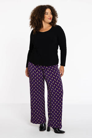 straight fit broek met all over print paars