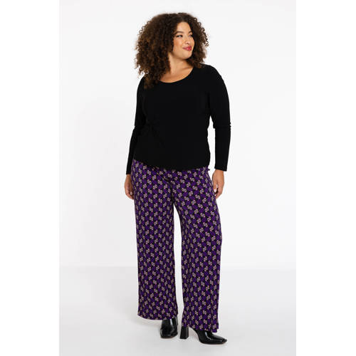 YOEK Lovers Collection straight fit broek met all over print paars afbeelding