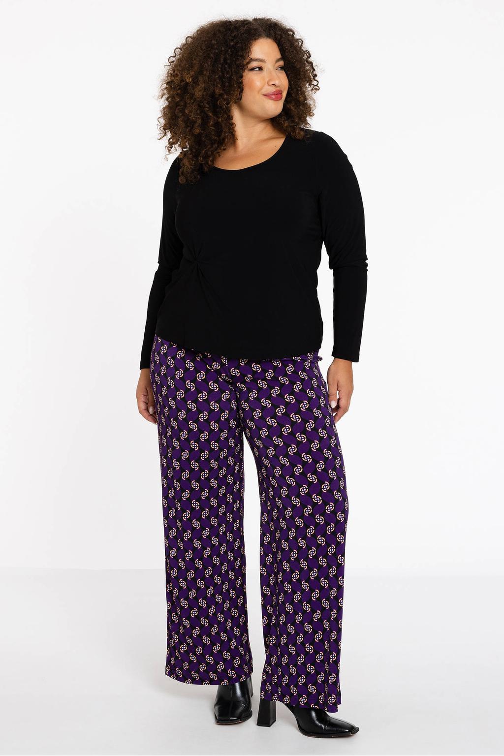 YOEK Lovers Collection straight fit broek met all over print paars