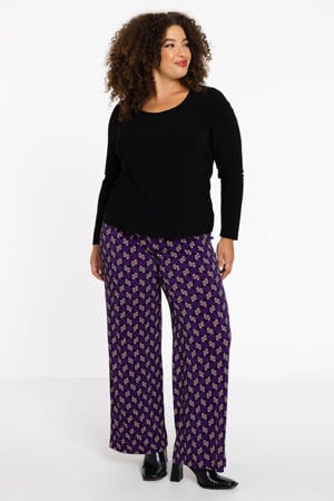 straight fit broek met all over print paars