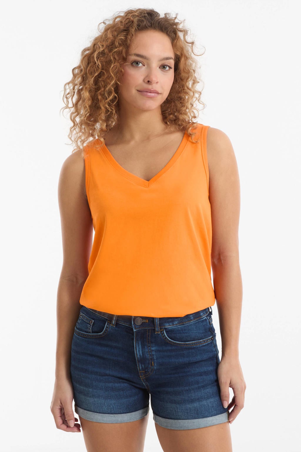 Medium blue denim dames Anytime short van denim met regular fit, regular waist, rits- en knoopsluiting en effen