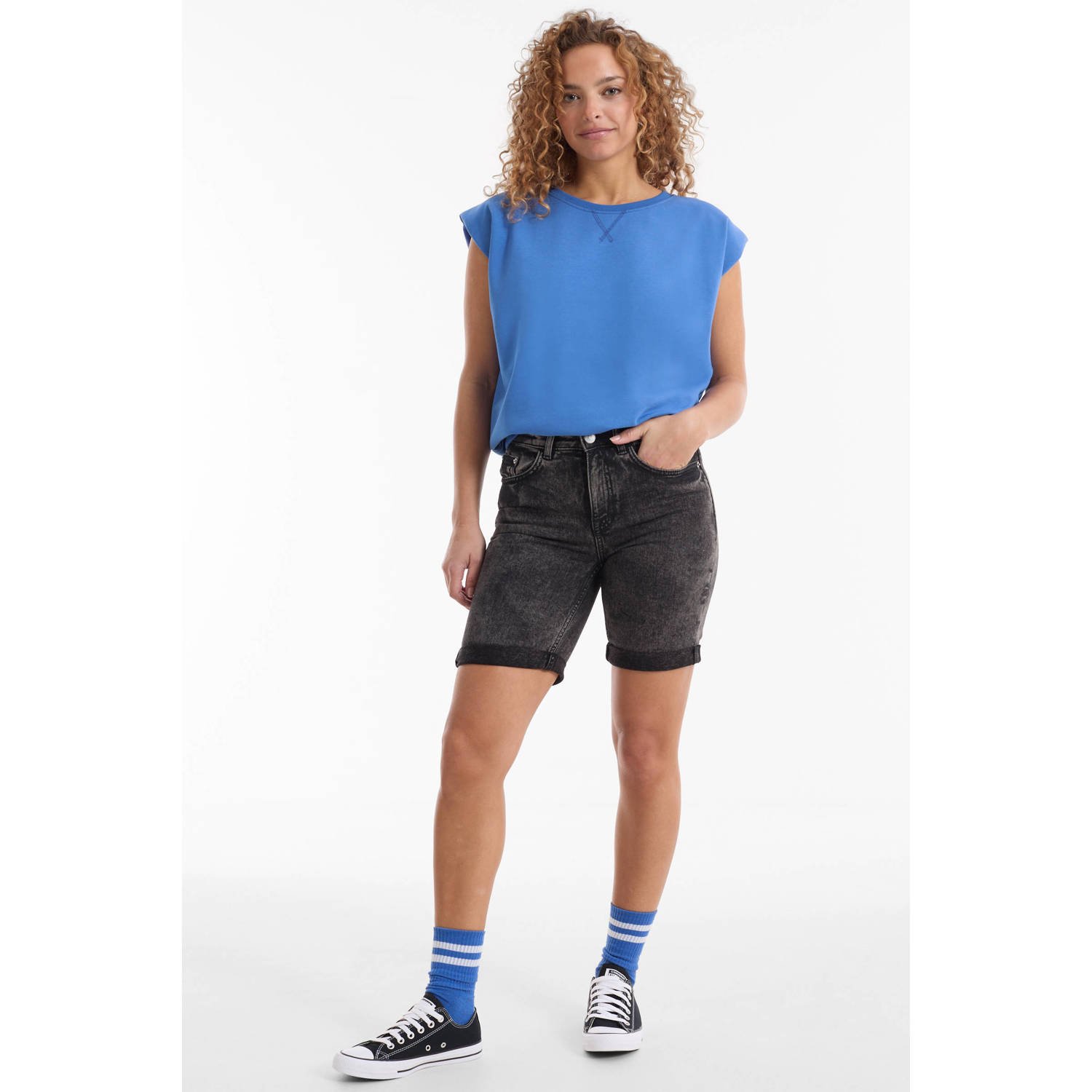 Anytime denim short grijs