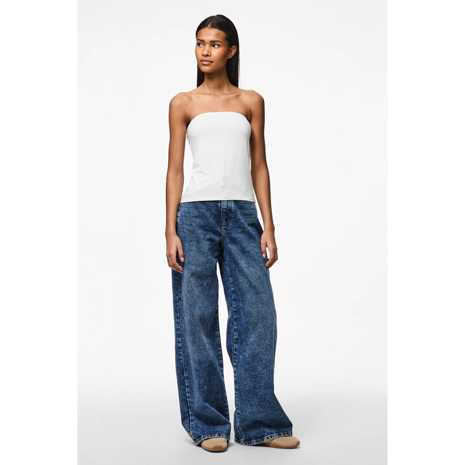 PIECES jersey top PCMADISON wit