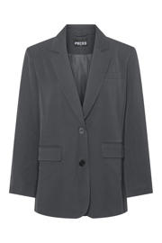thumbnail: Grijze dames PIECES oversized blazer van polyester met effen, lange mouwen, reverskraag en knoopsluiting