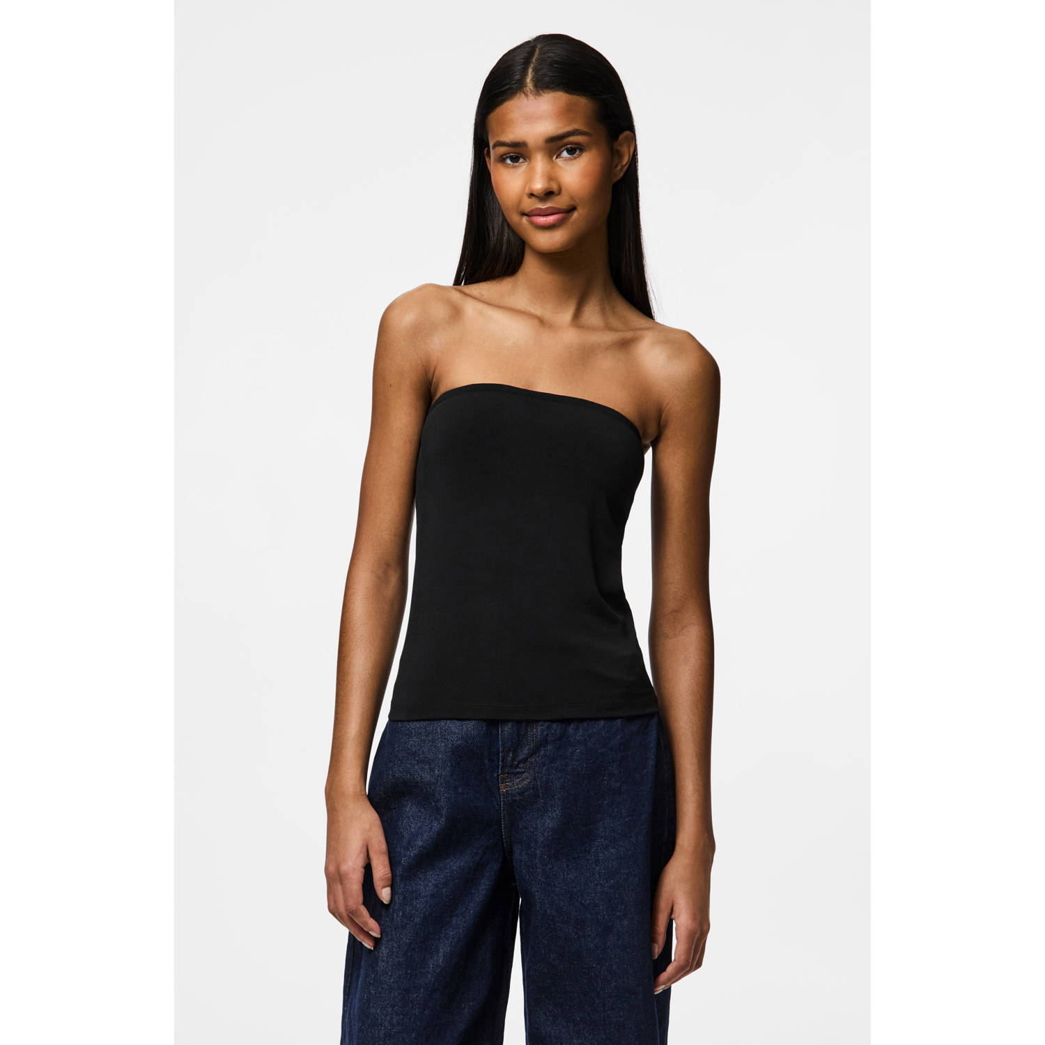 PIECES jersey top PCMADISON zwart