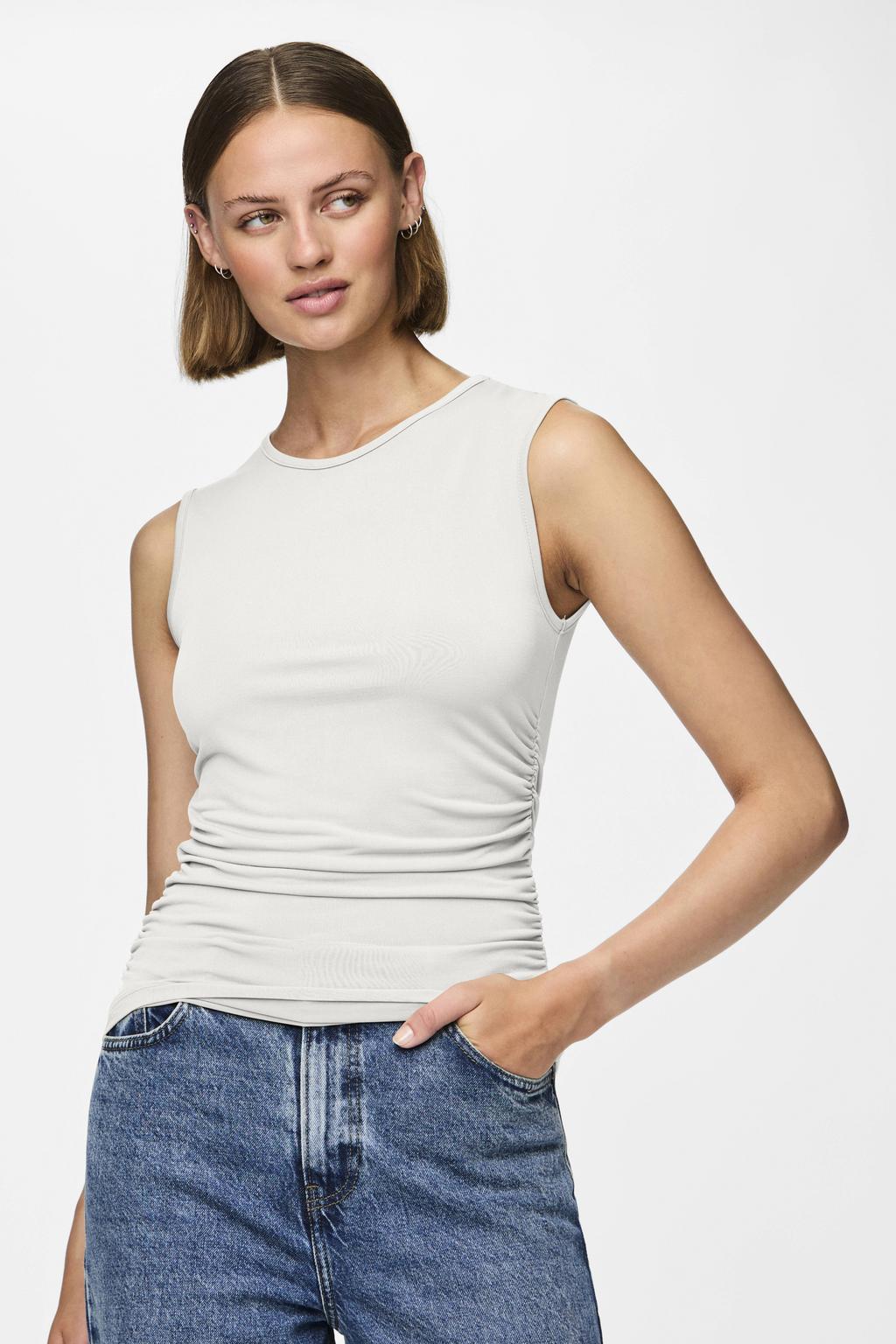 PIECES mouwloze top wit PCMADISON