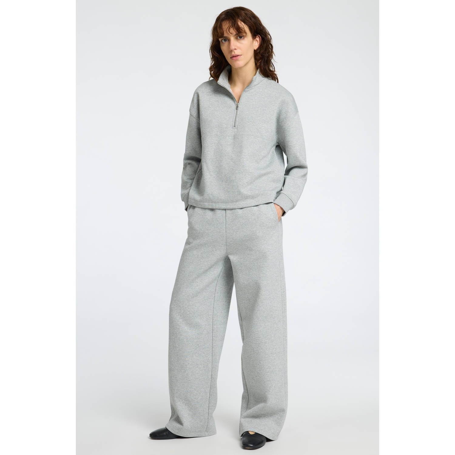 SELECTED FEMME high waist straight fit broek grijs