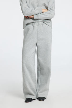 high waist straight fit broek grijs