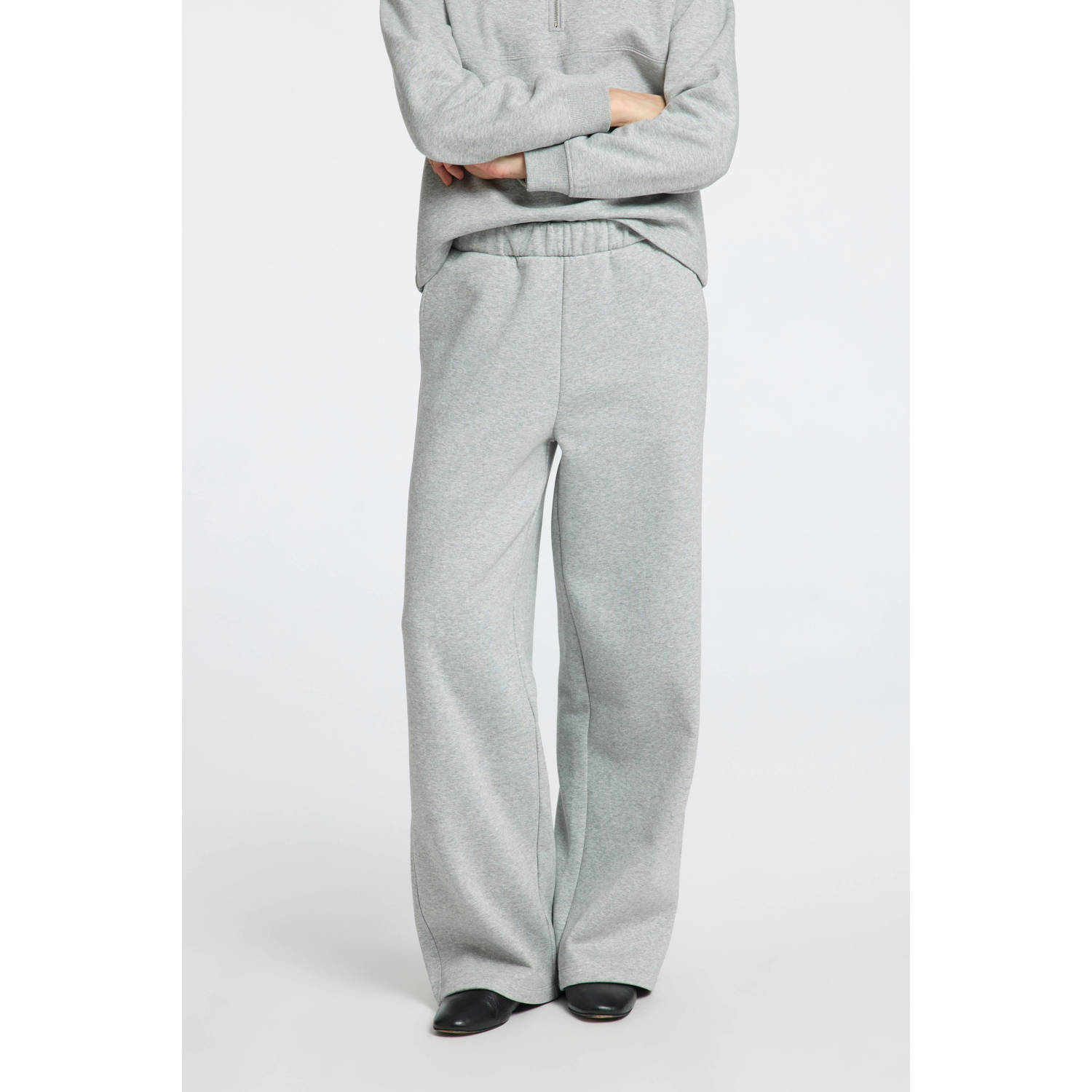 SELECTED FEMME high waist straight fit broek grijs