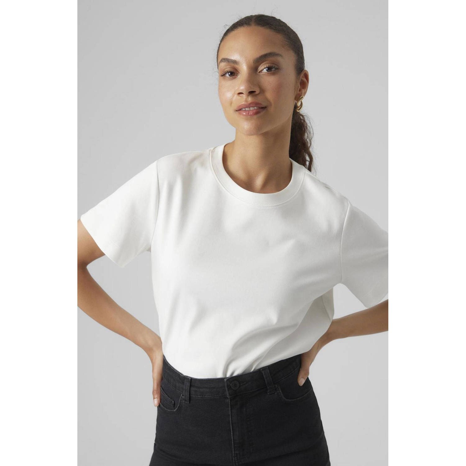 Vero Moda Awnaima O-Neck T-Shirt Snow White Heren