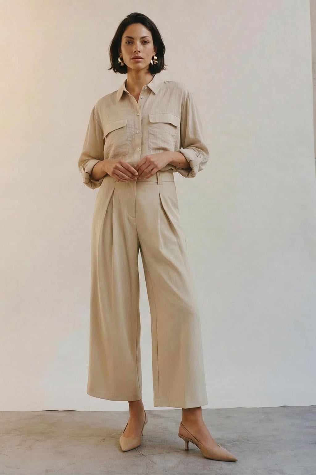AWARE straight high waist pantalon - ecru