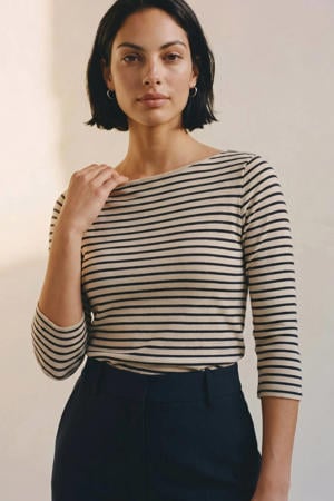 gestreepte top - beige