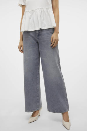 high waist wide leg jeans grey denim