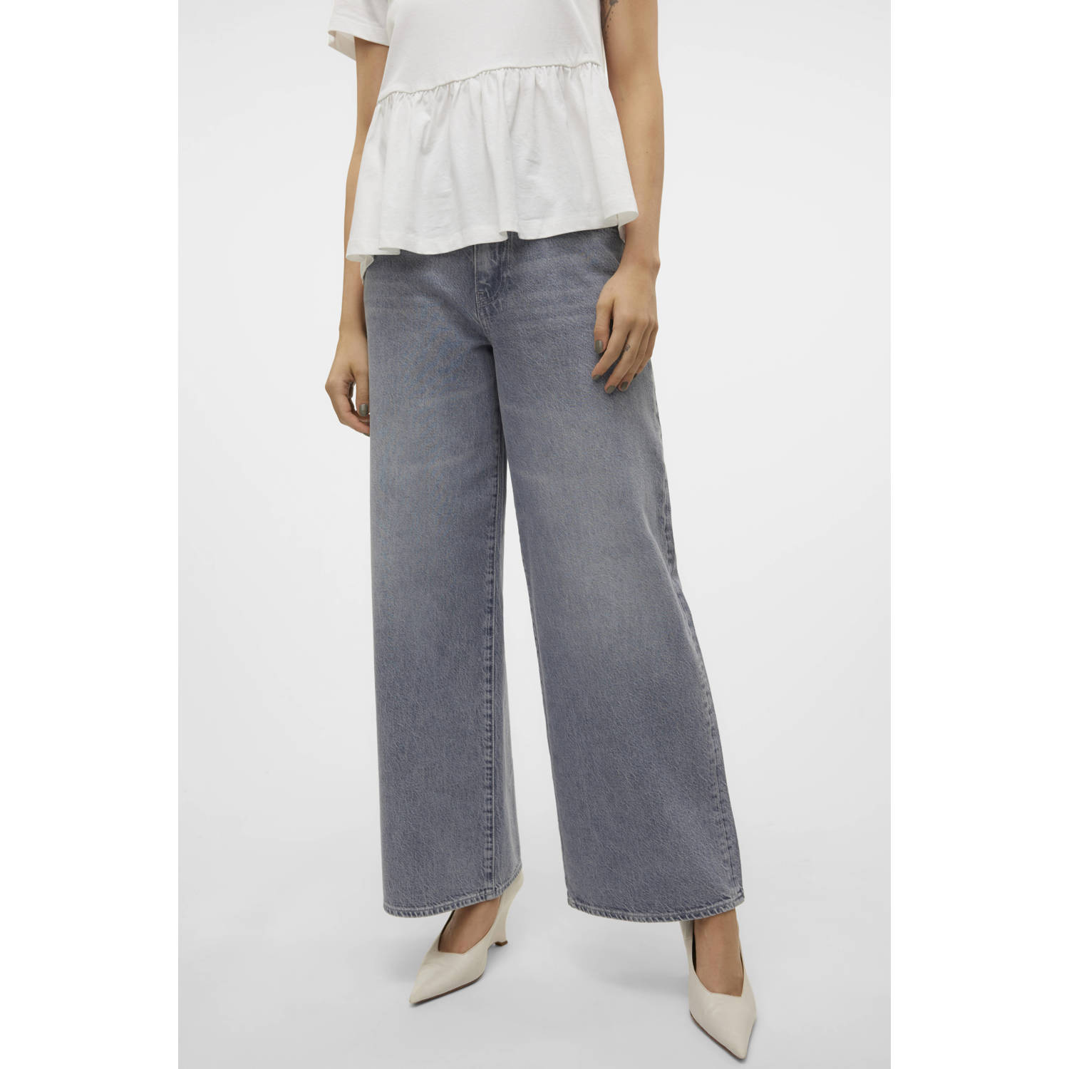 AWARE high waist wide leg jeans grey denim