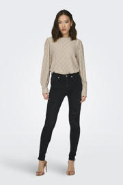 thumbnail: Beige dames JDY top van polyester met effen, lange mouwen, ronde hals en open breisel