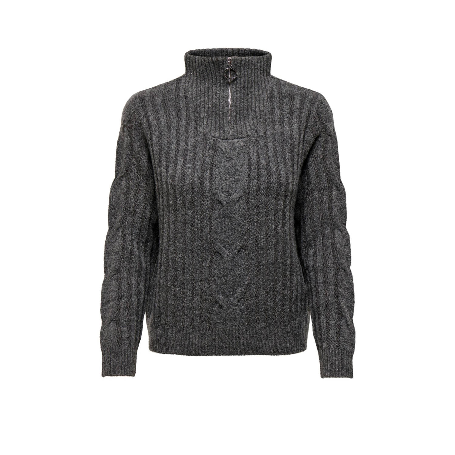 JDY Trui met staande kraag ANDREA L S ZIP CABLE PULLOVE KNT NOOS