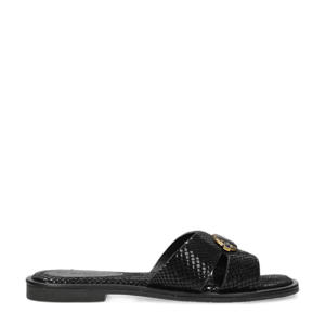 Raissa Parrot  leren slippers zwart