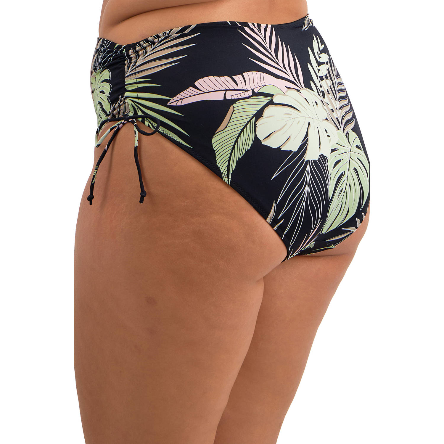 Elomi bikinislip Tropical Retreat zwart lichtgroen roze