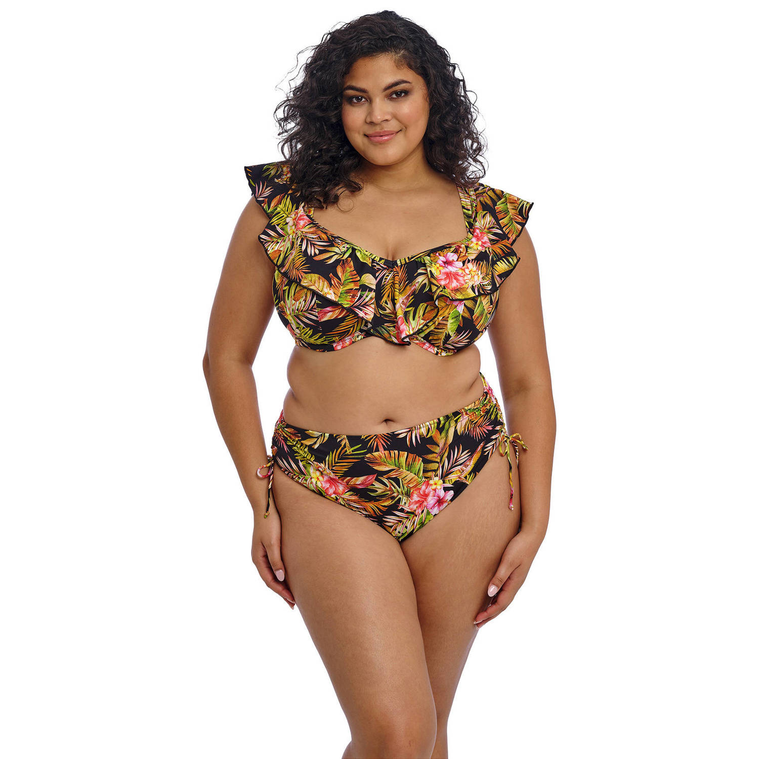 Elomi bikinislip Tiger Valley zwart oranje groen