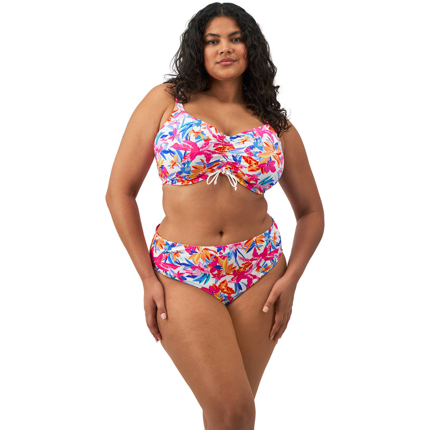 Elomi bikinislip Savaneta roze blauw wit