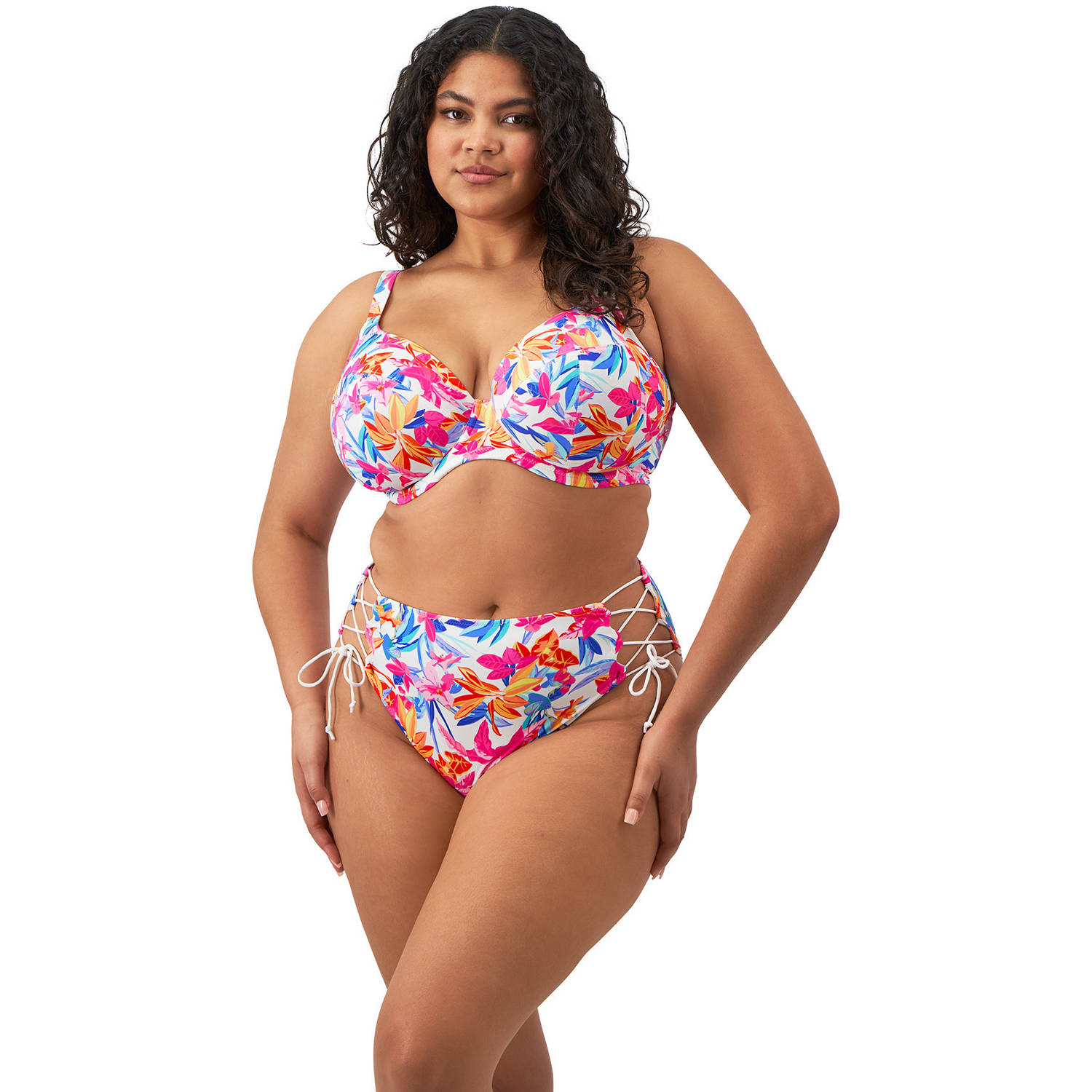 Elomi niet-voorgevormde beugel bikinitop Savaneta roze blauw wit