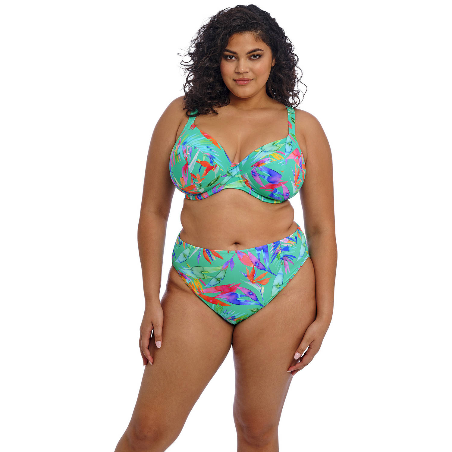 Elomi niet-voorgevormde beugel bikinitop Toyama Tides turquoise fuchsia blauw