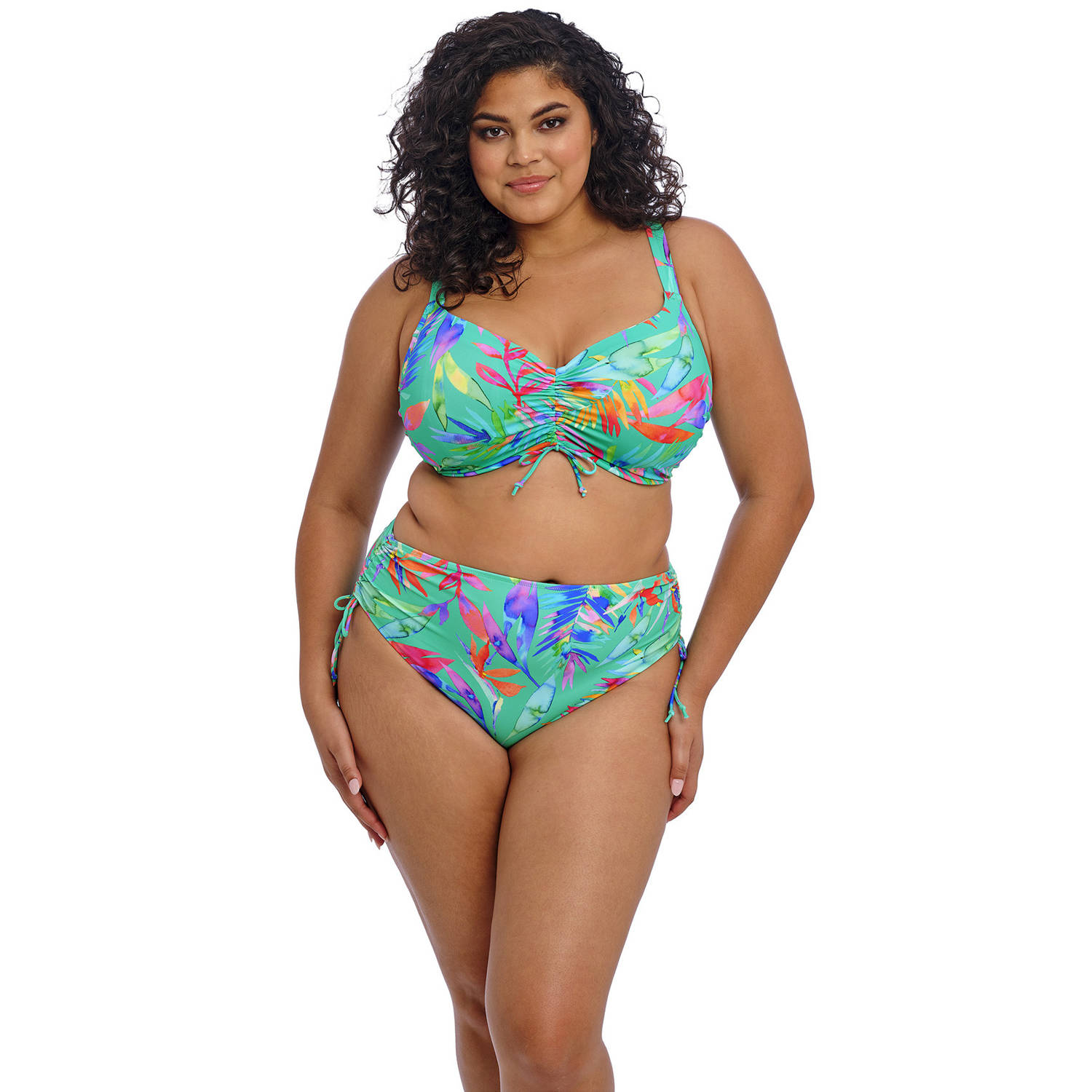 Elomi bikinislip Toyama Tides turquoise fuchsia blauw
