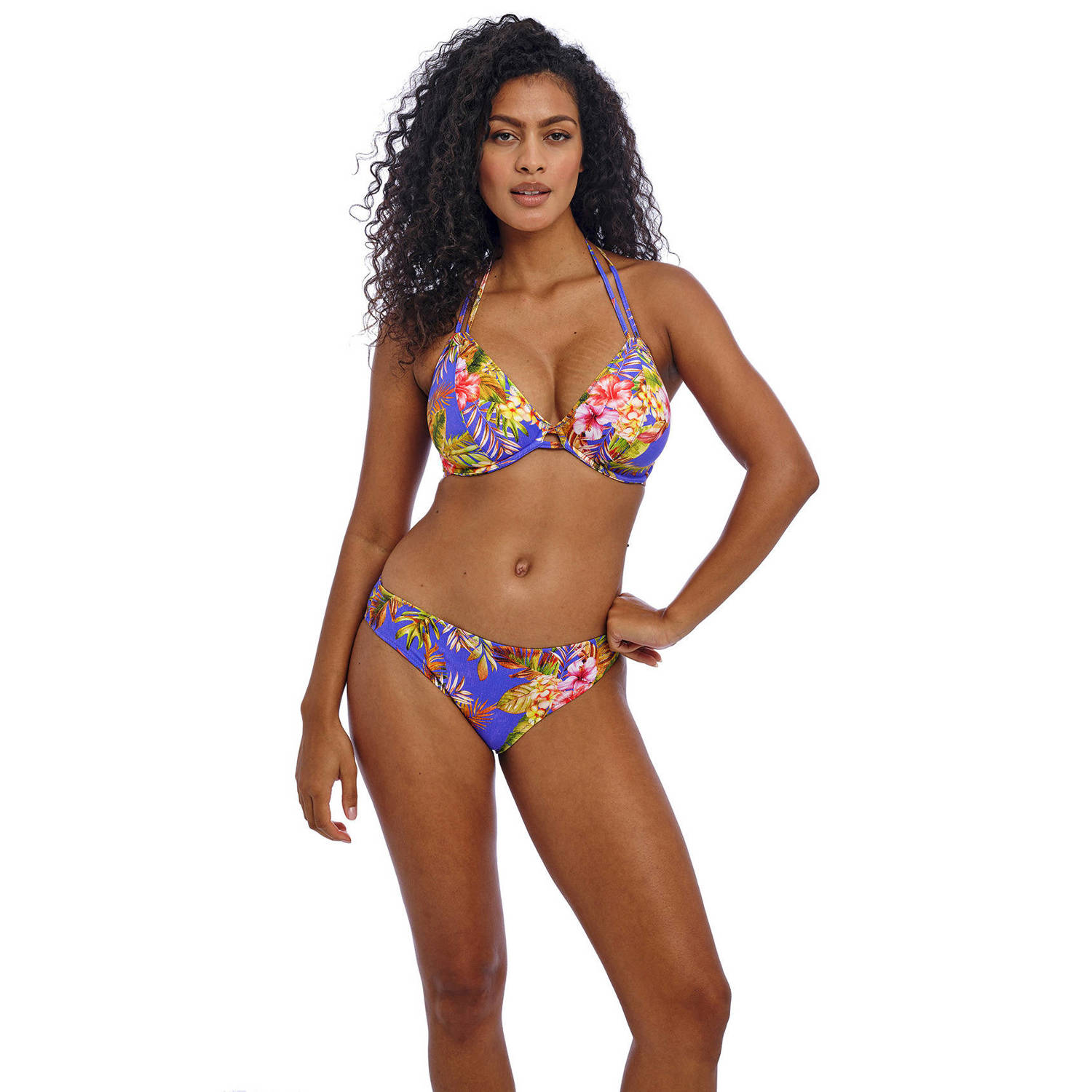 Freya bikinibroekje Tiger Valley blauw roze groen