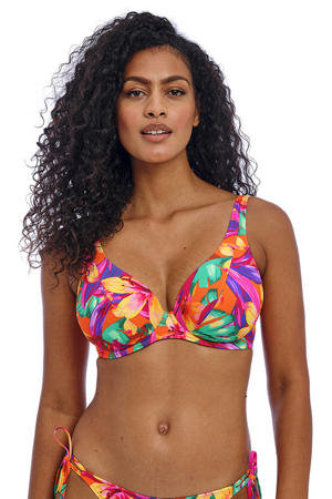 niet-voorgevormde beugel bikinitop Sun Haze rood/groen/roze