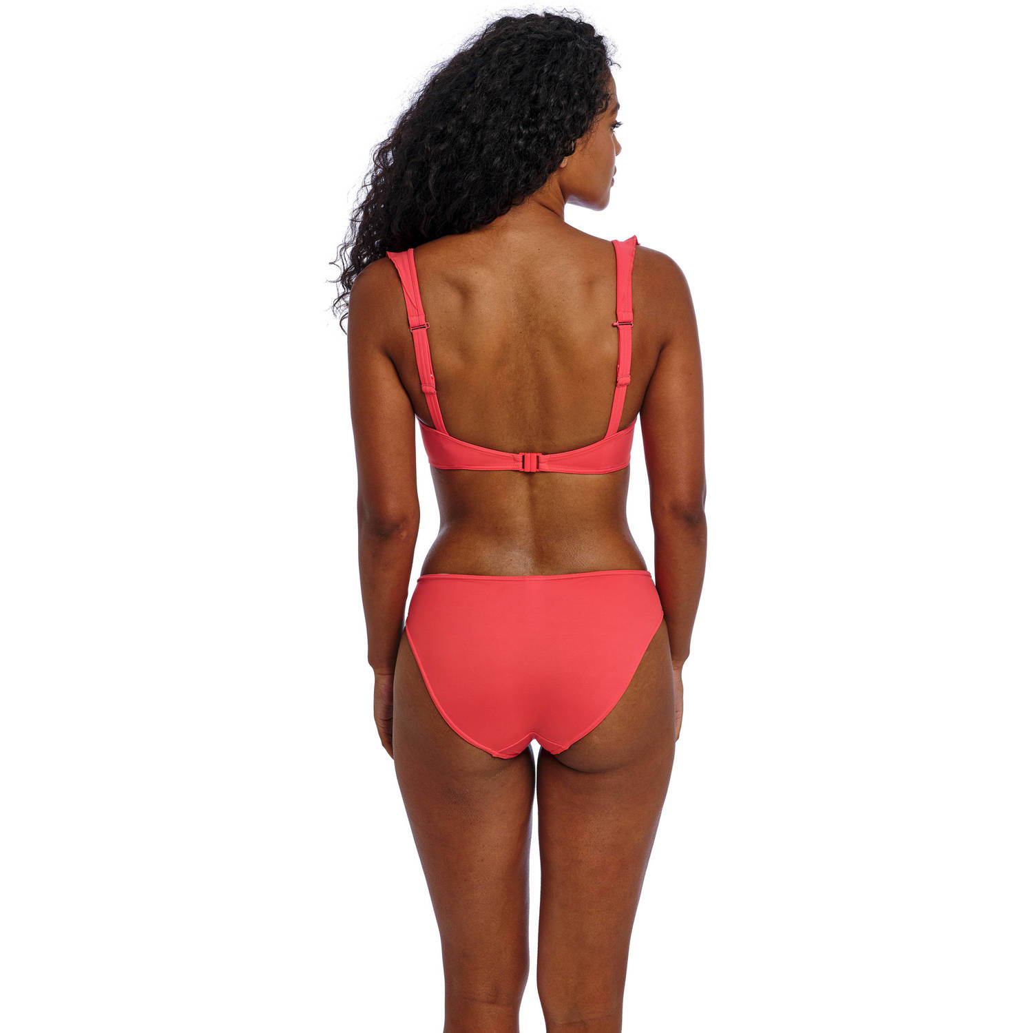 Freya niet-voorgevormde beugel bikinitop Jewel Cove met ruches koraalrood