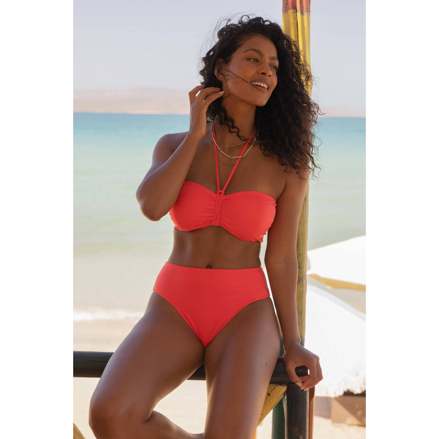 Freya high waist bikinibroekje Jewel Cove koraalrood