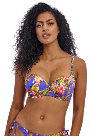 voorgevormde beugel bikinitop Tiger Valley blauw/roze/groen