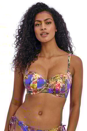 voorgevormde beugel bikinitop Tiger Valley blauw/roze/groen