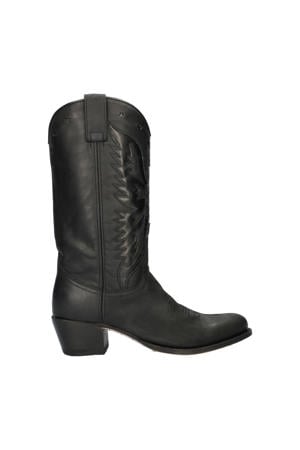 18821 Debora leren cowboylaarzen zwart