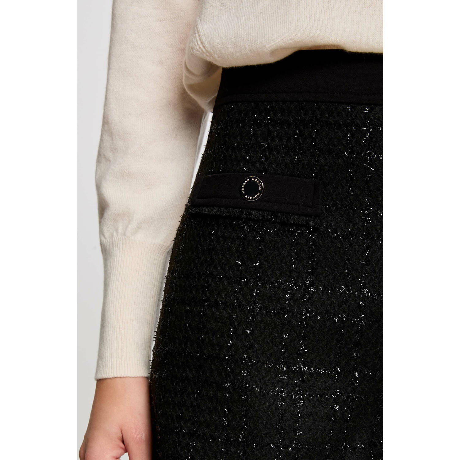 Morgan regular waist casual shorts zwart met lurex