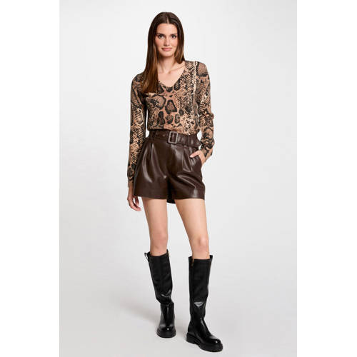 Morgan imitatieleren regular waist casual short bruin afbeelding
