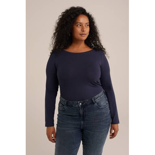 WE Fashion Curve longsleeve donkerblauw afbeelding
