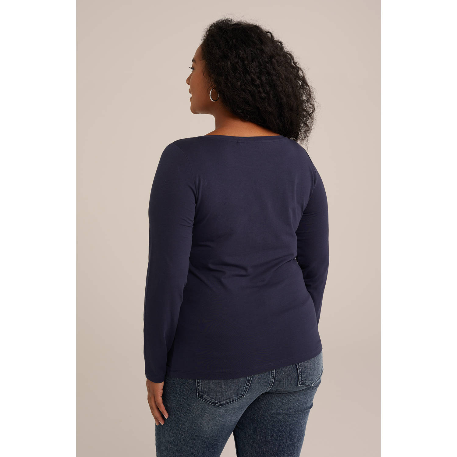 WE Fashion Curve longsleeve donkerblauw