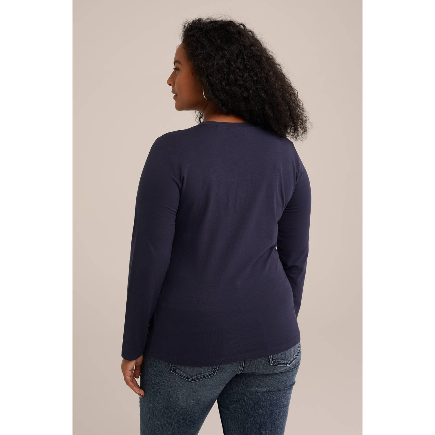 WE Fashion Curve longsleeve donkerblauw