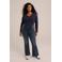 WE Fashion Curve longsleeve katoen donkerblauw