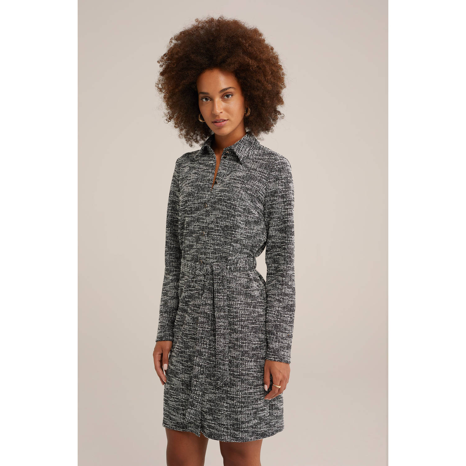 WE Fashion gemêleerde blousejurk zwart