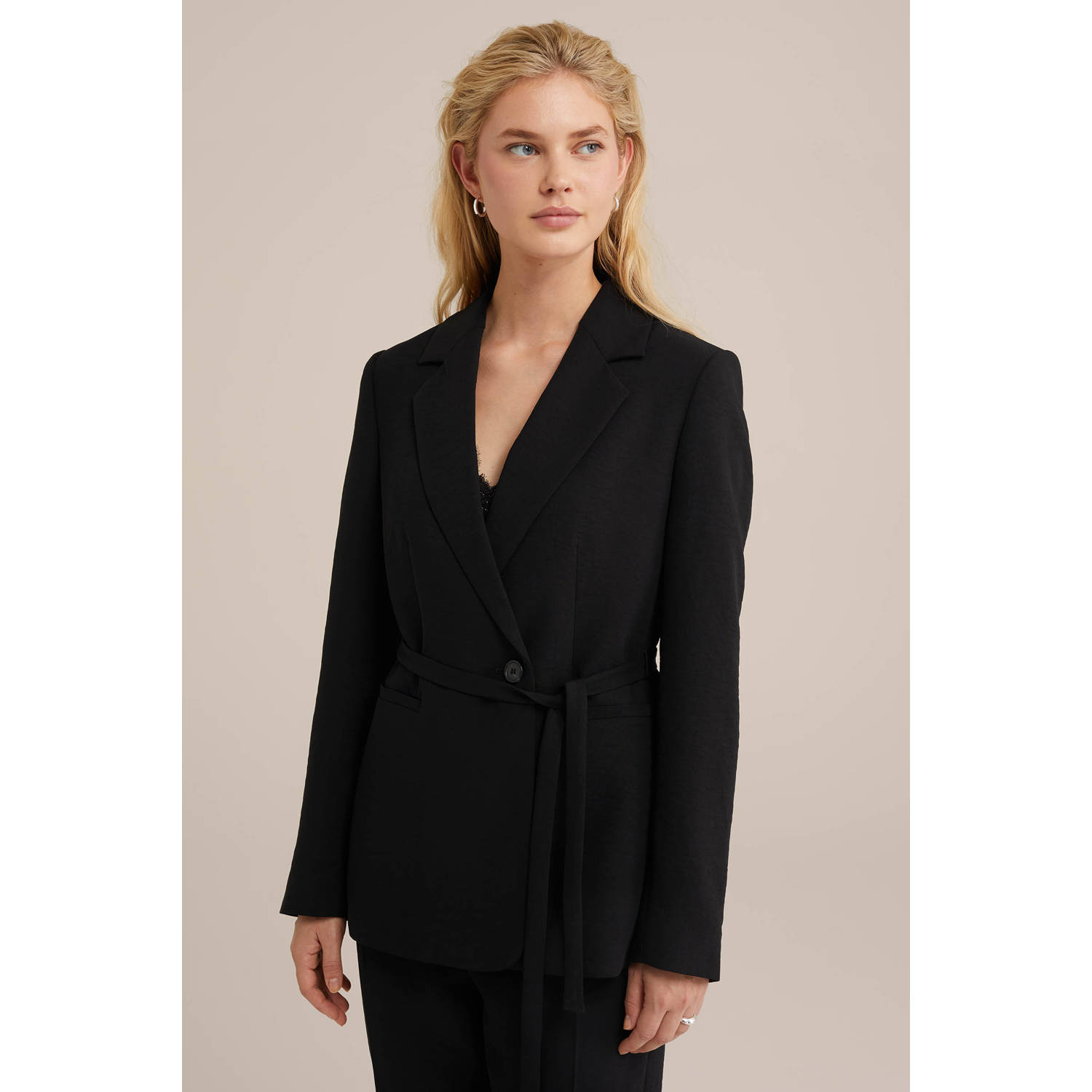 WE Fashion rechtvallende blazer zwart
