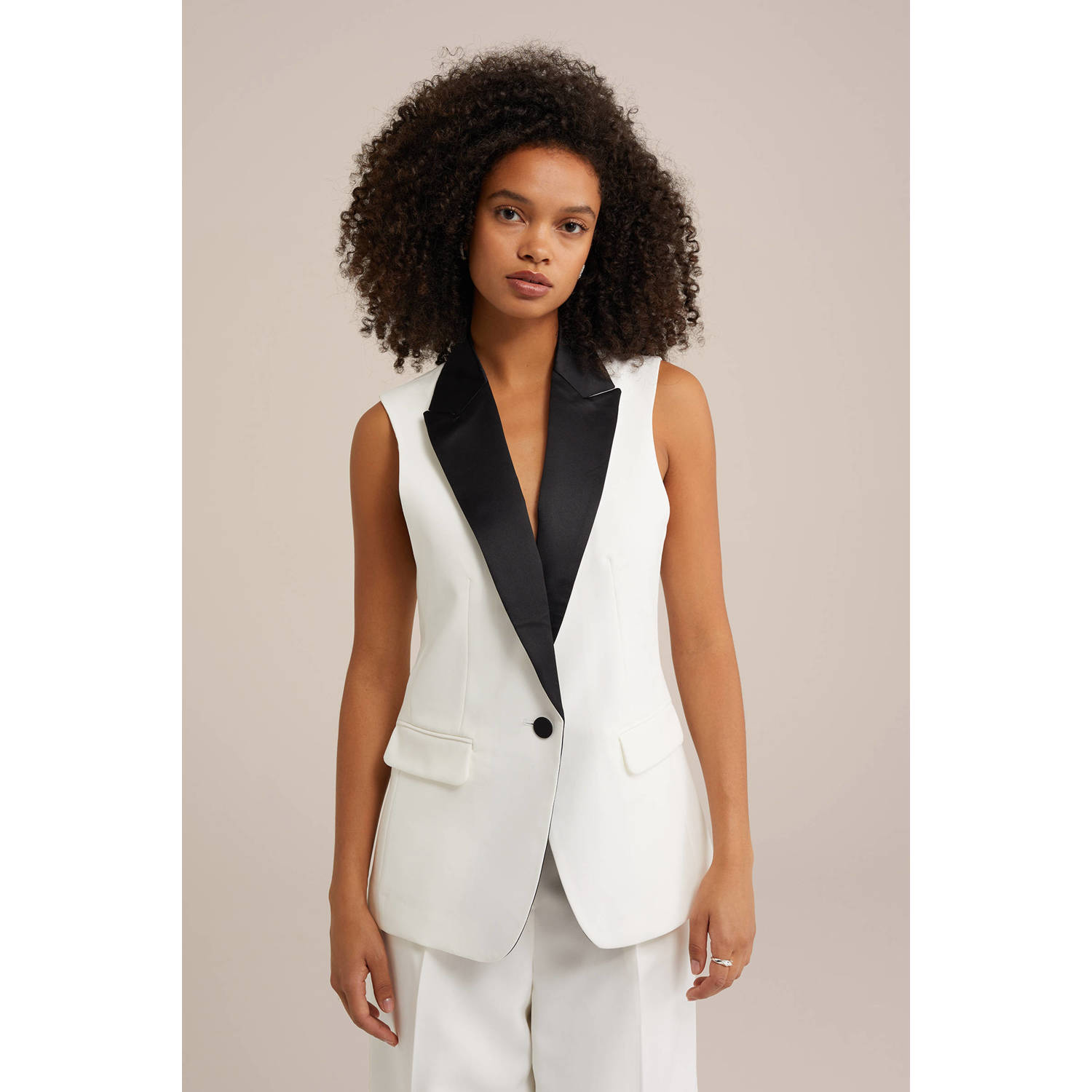 WE Fashion gilet wit zwart