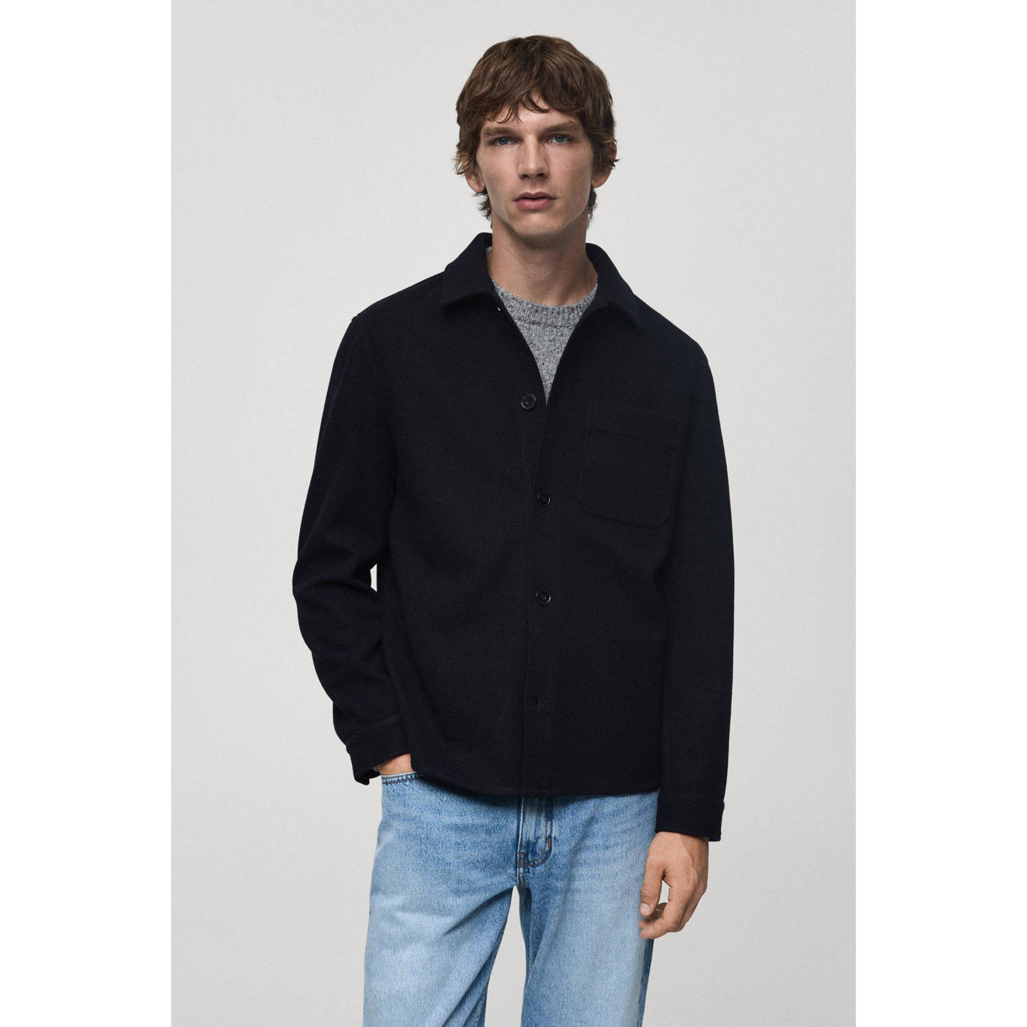 Mango Man overshirt donkerblauw
