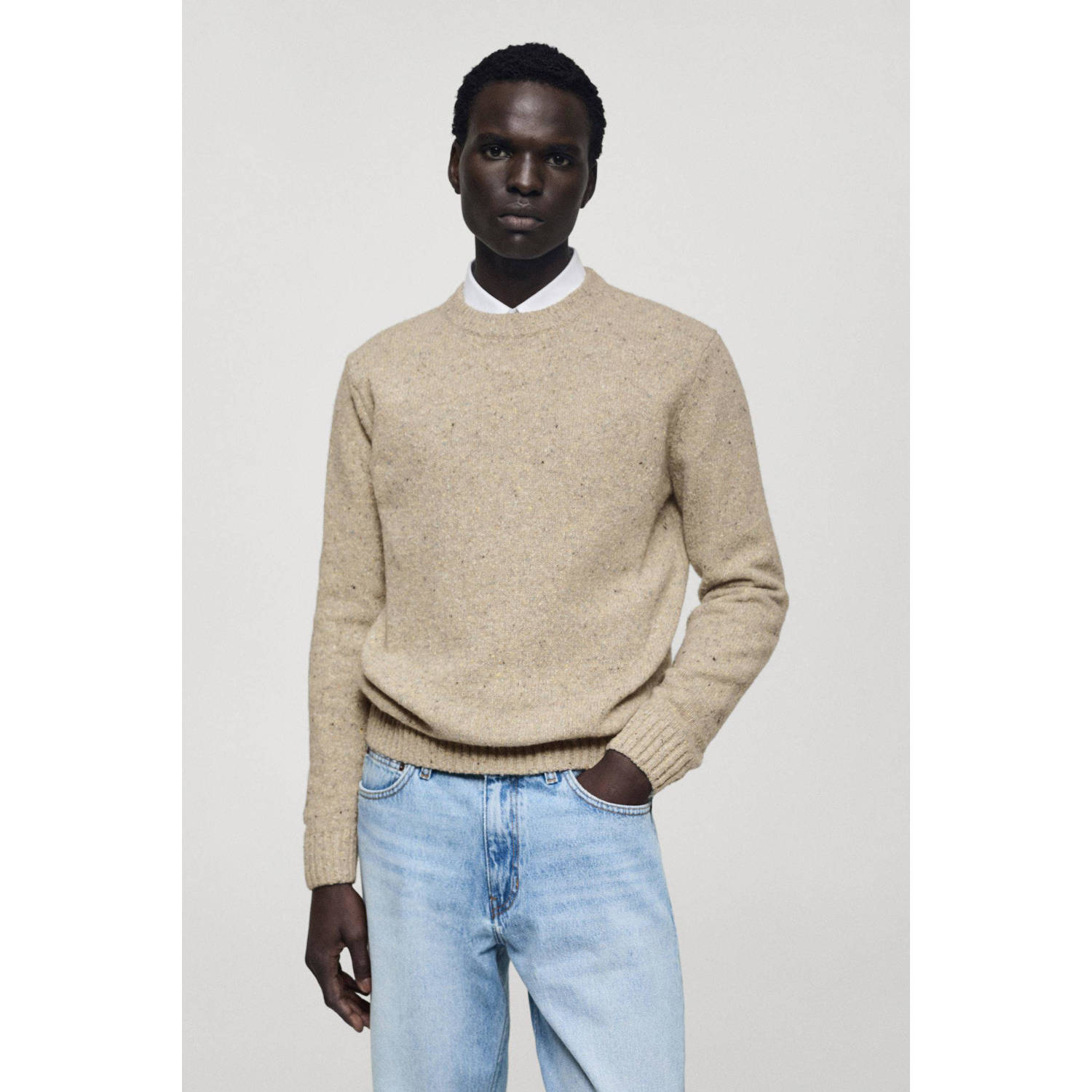 Mango Man gebreide trui beige