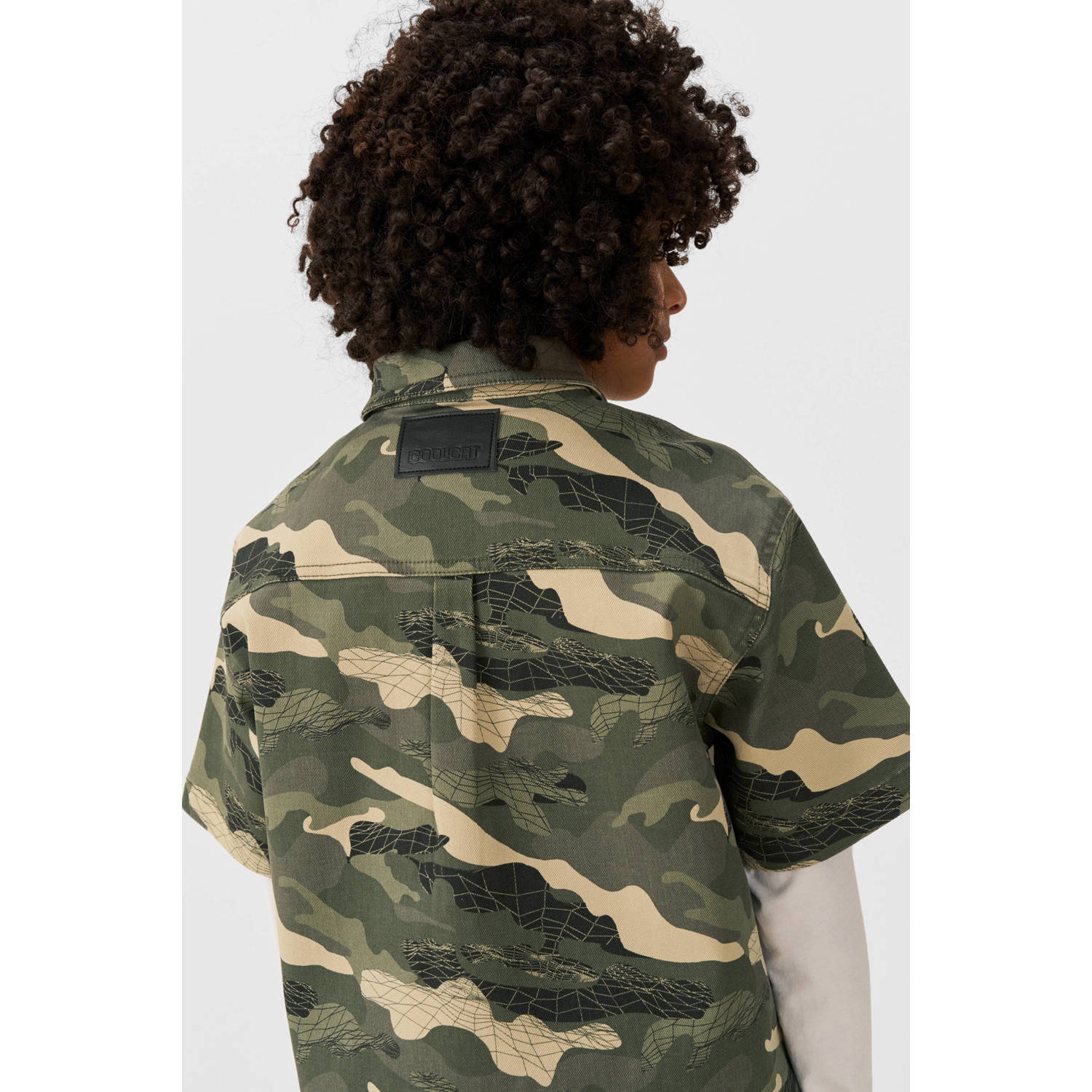 Coolcat twill overhemd Riley met camo print groen