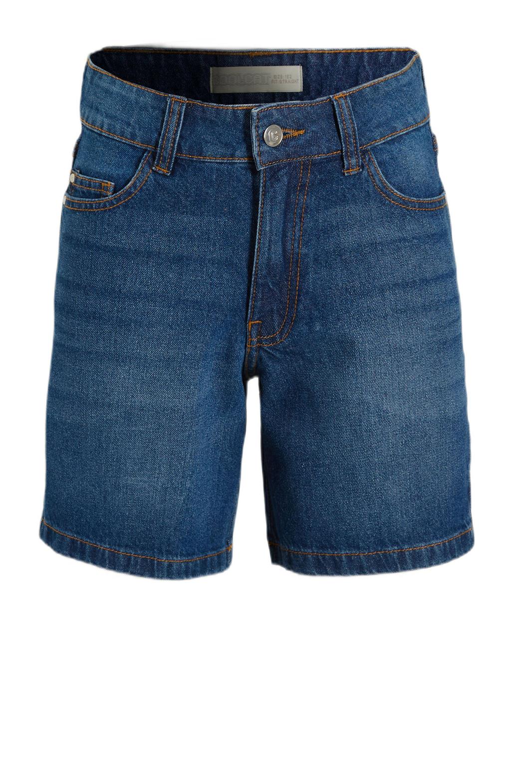 Medium blue denim jongens Coolcat short Jordan van denim met rits- en knoopsluiting en effen