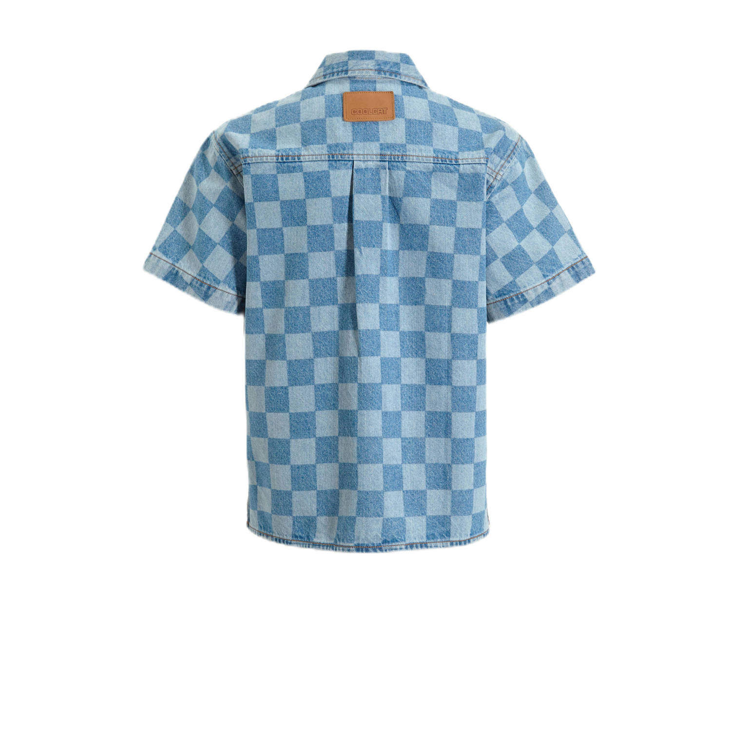 Coolcat denim overhemd Cole met checkerboard print blauw