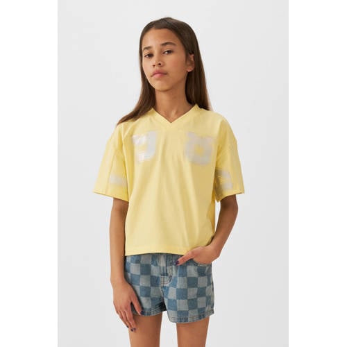 Coolcat denim short Hailey met checkerboard print blauw afbeelding